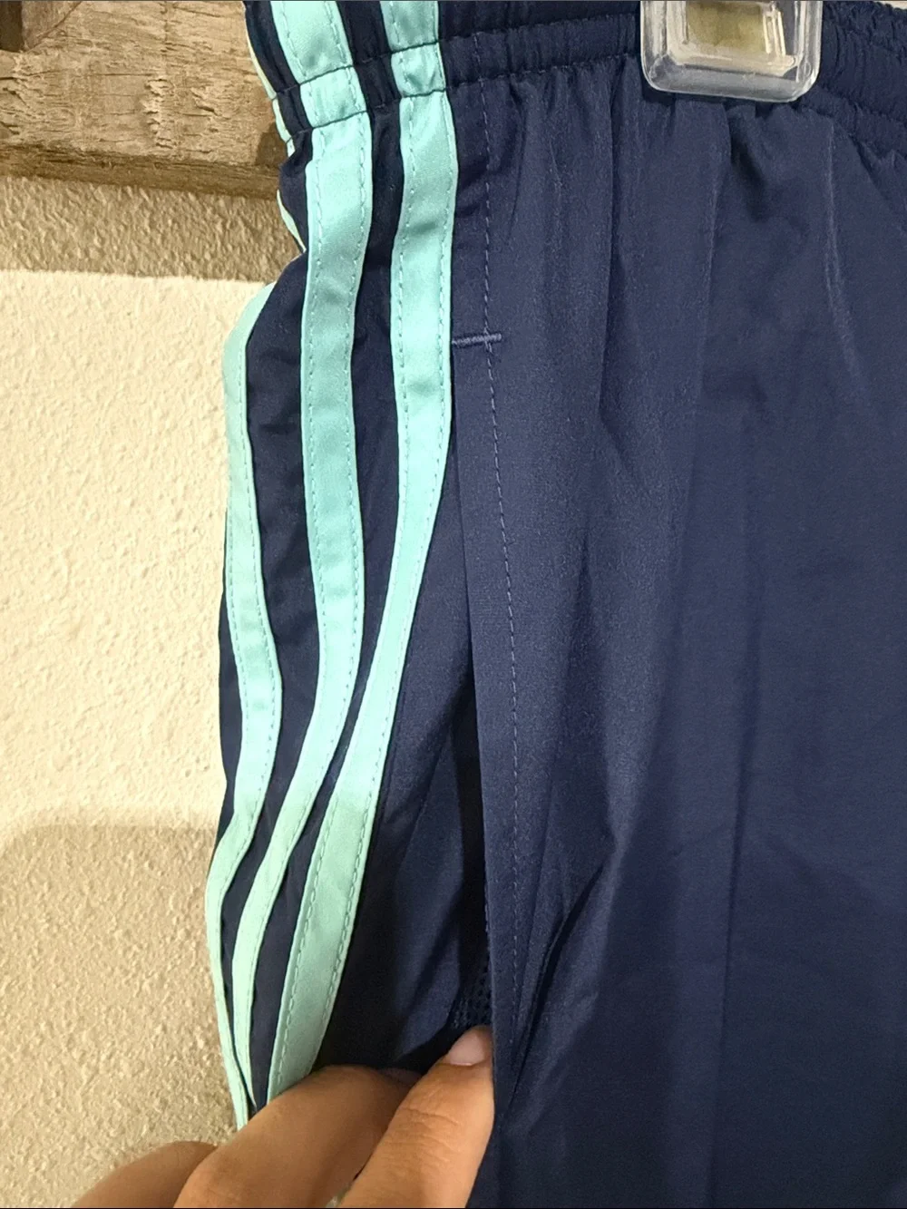 Y2K Adidas Men’s Large Navy Aqua 3 Stripe Track Pants AZF001 Ankle Zip